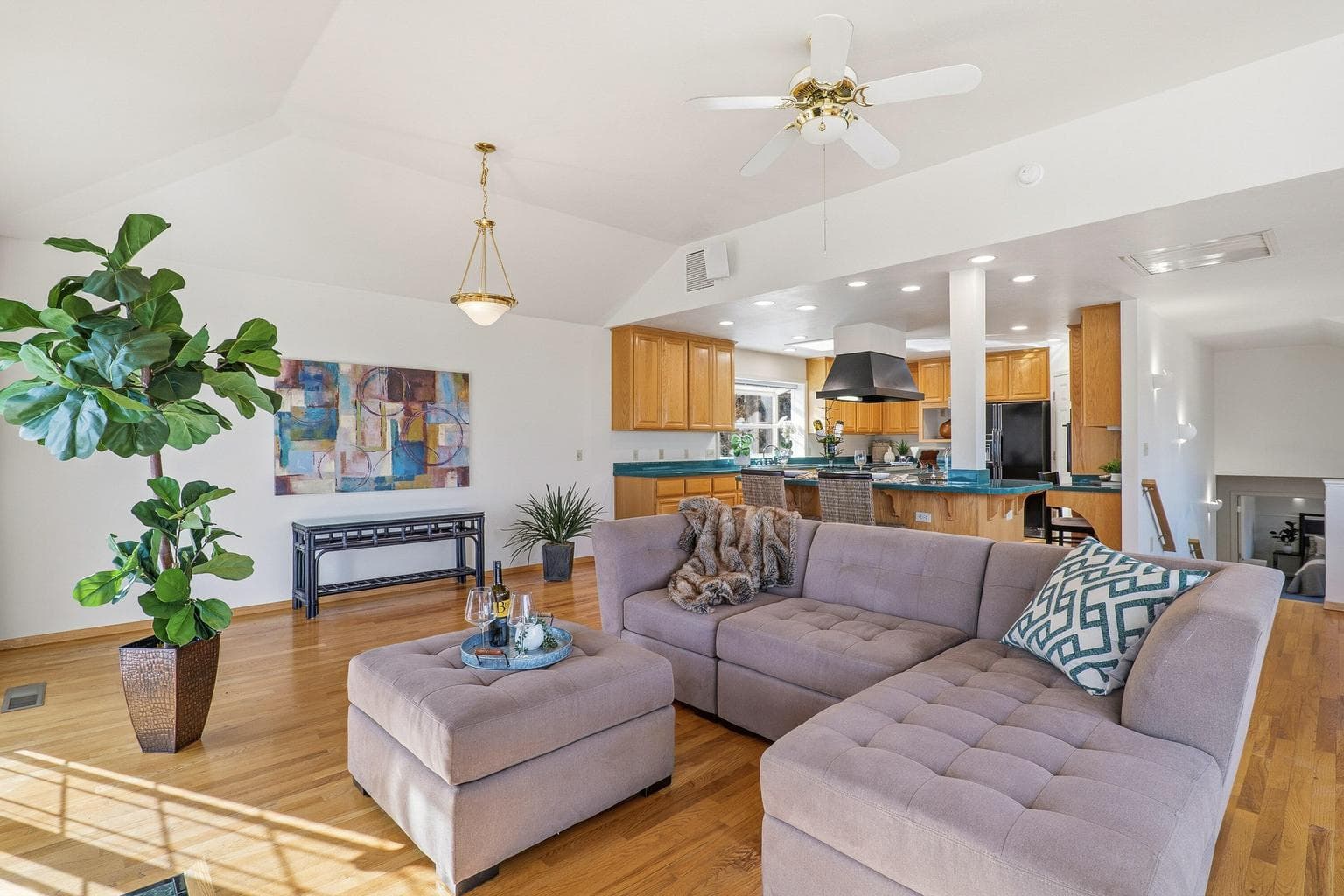 Living area and kitchen (main unit)