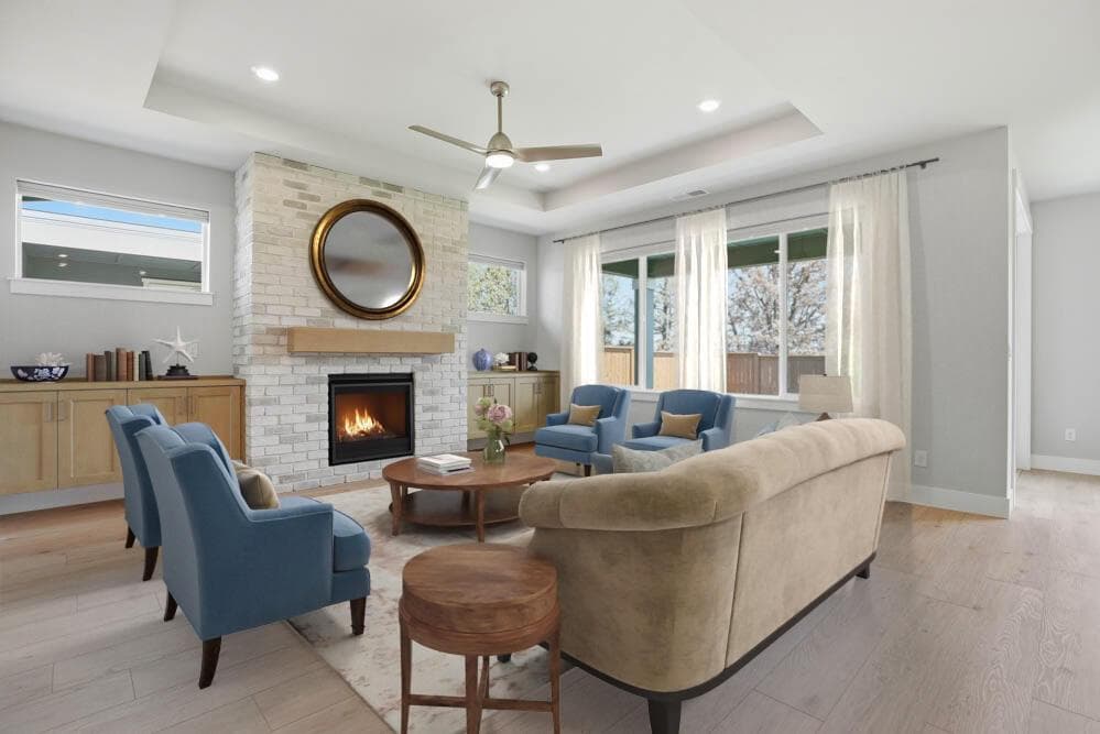 Subject property photo - virtual staging of greatroom