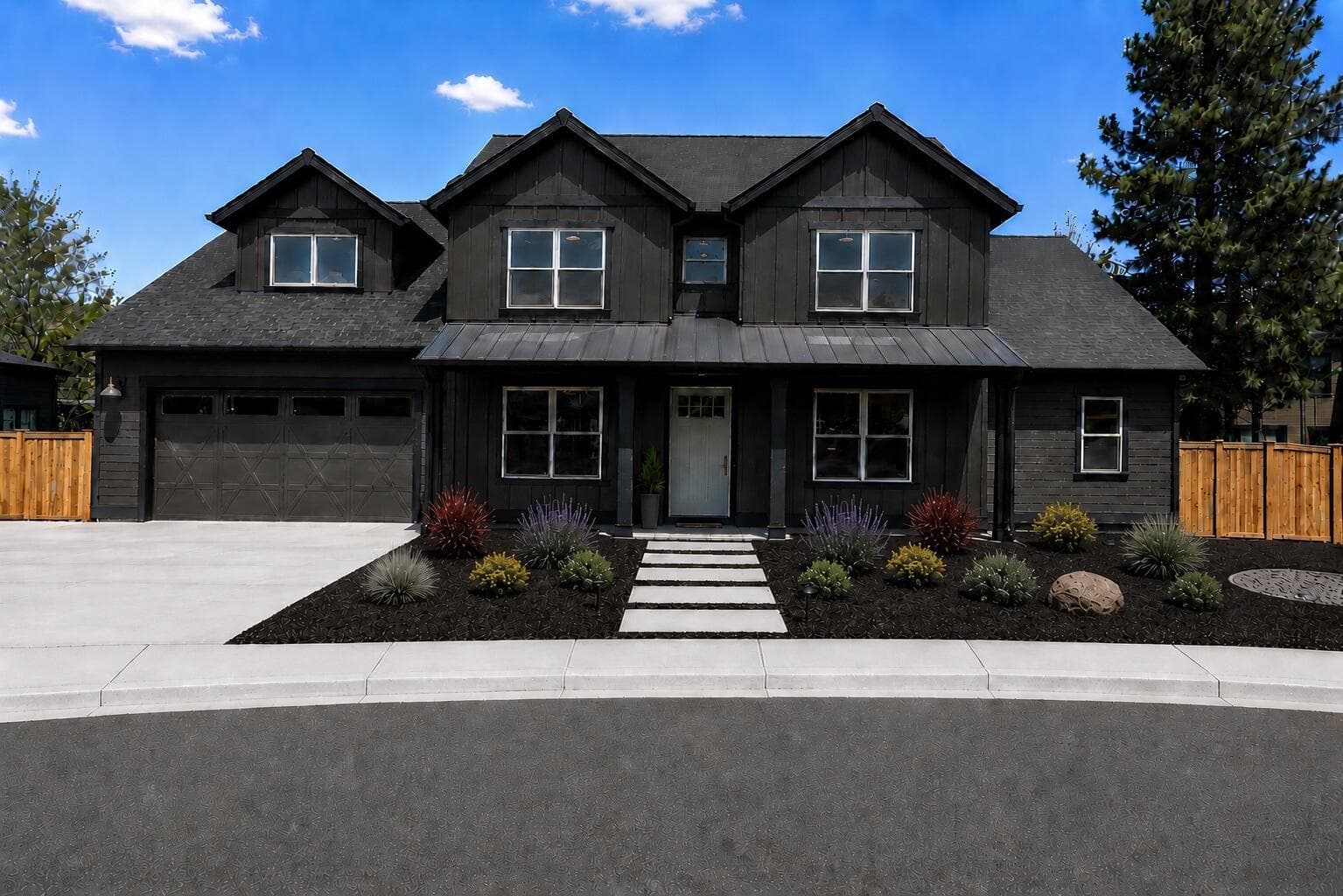 New home, with landscaping to be completed by 6/10. The front yard will be xeriscaped for low maintenance and water usage, and the back yard will be grass.
