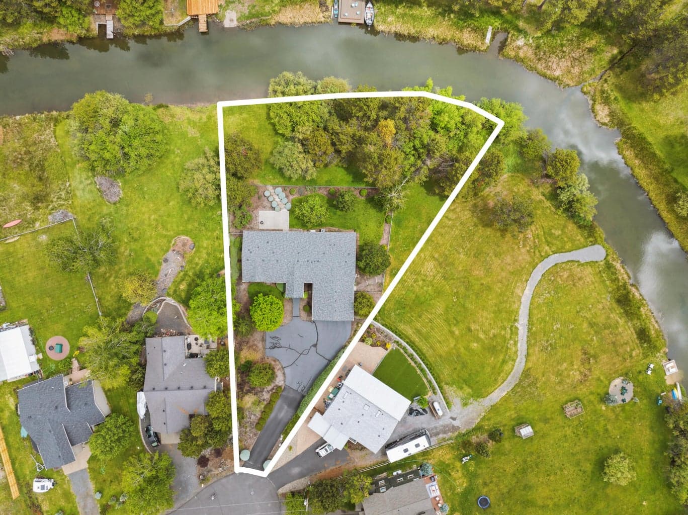 Aerial view with rough property boundary