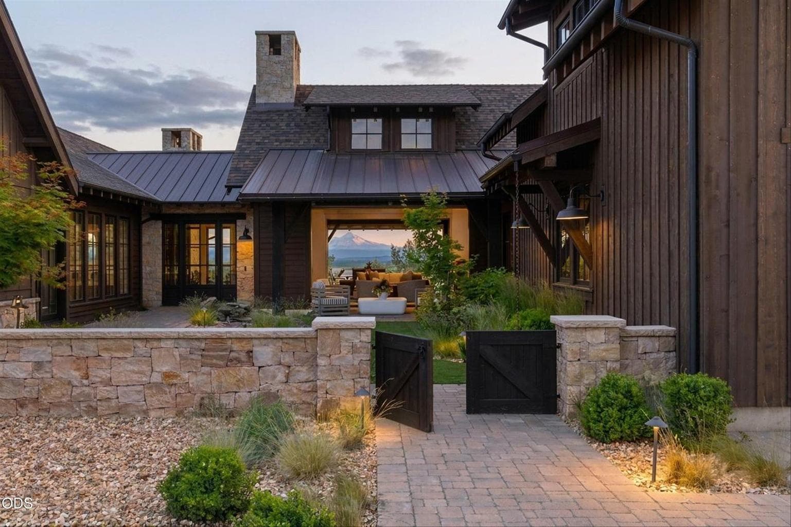 Gated entrance into the u-shaped home.