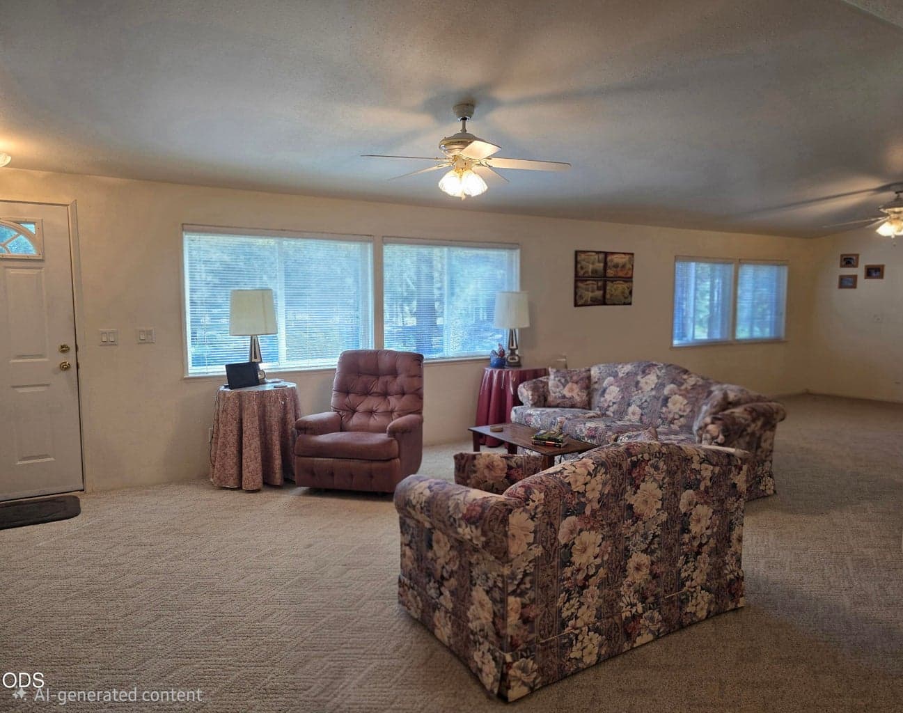 Living area, front door