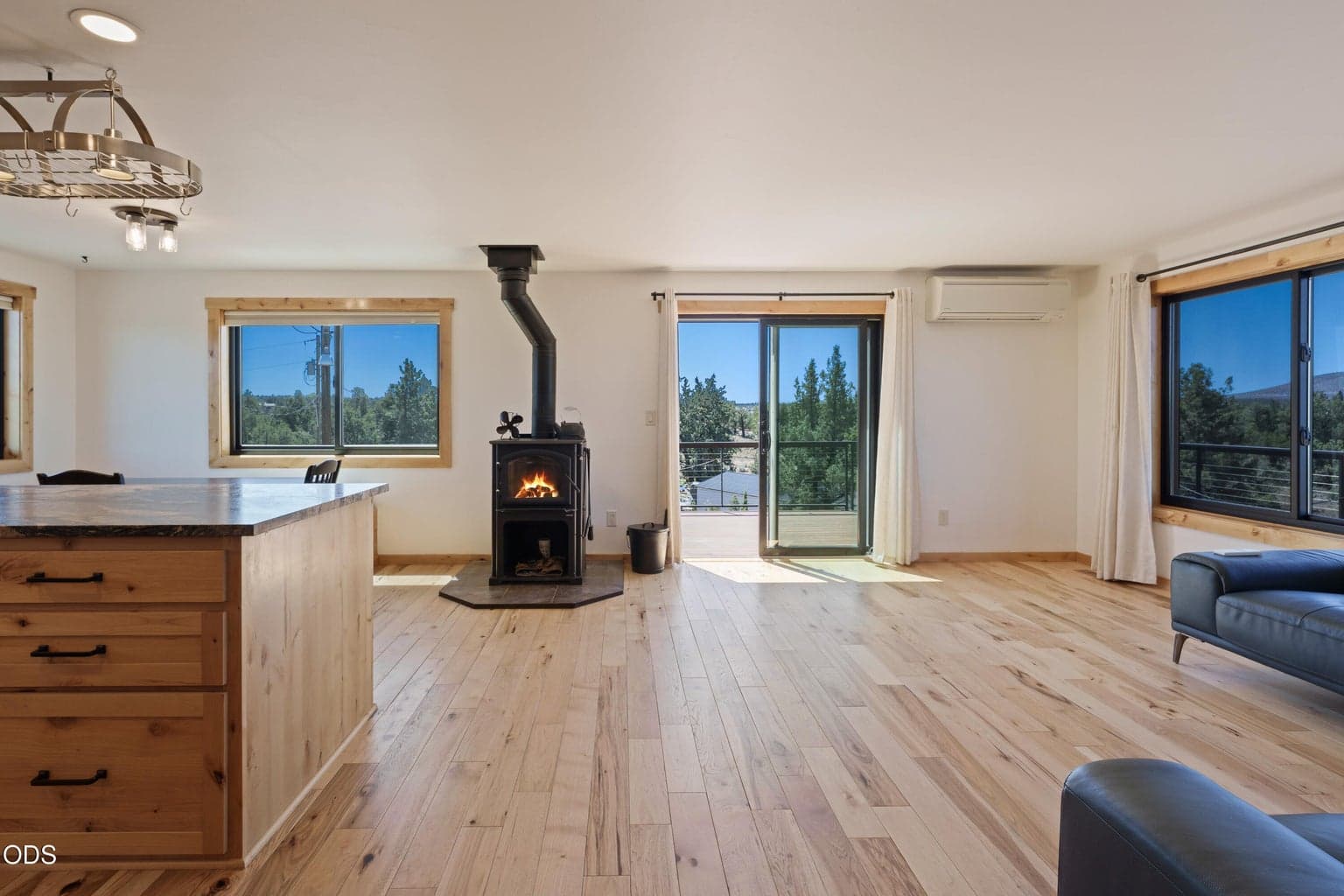 Wood burning fireplace and mini-split for cooling