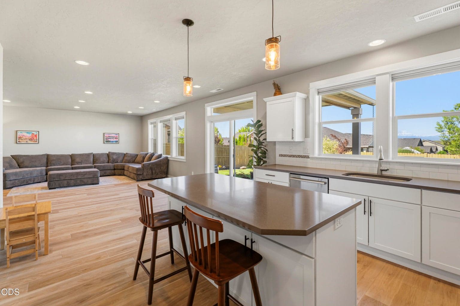 Kitchen with mountain views