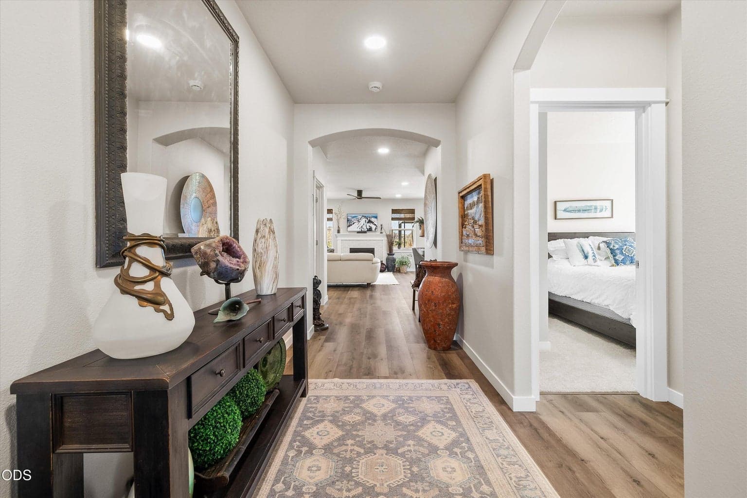 Create a nice drop area with a bench, entry table or both to keep life organized.